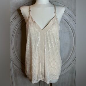 Cream Sequin Cami Top